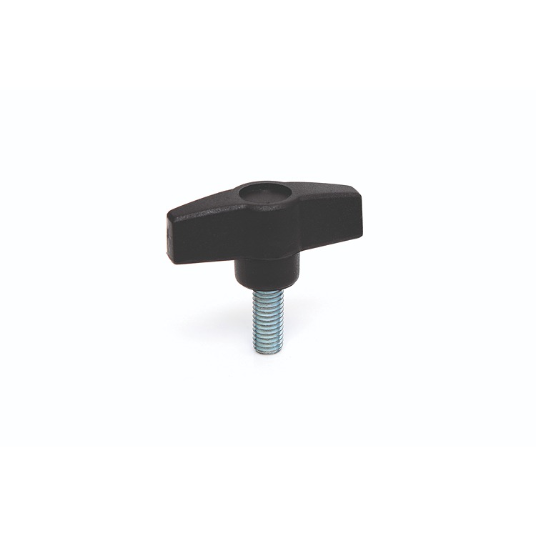RS PRO Black Thermoplastic Wing Clamping Knob, M6 x 15, Threaded Mount