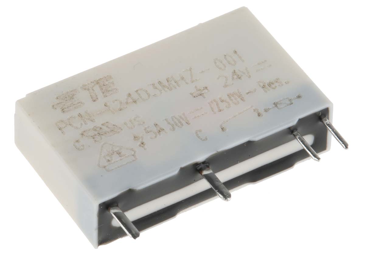 TE Connectivity PCB Mount Power Relay, 24V dc Coil, 5A Switching Current, SPST