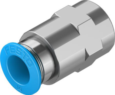 Festo Straight Threaded Adaptor, G 1/4 Female to Push In 10 mm, Threaded-to-Tube Connection Style, 130714