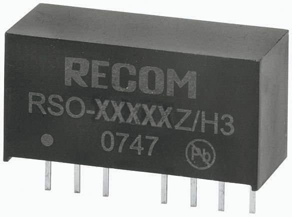 Recom RSO DC-DC Converter, 15V dc/ 67mA Output, 4.5 → 18 V dc Input, 1W, Through Hole, +85°C Max Temp -40°C Min