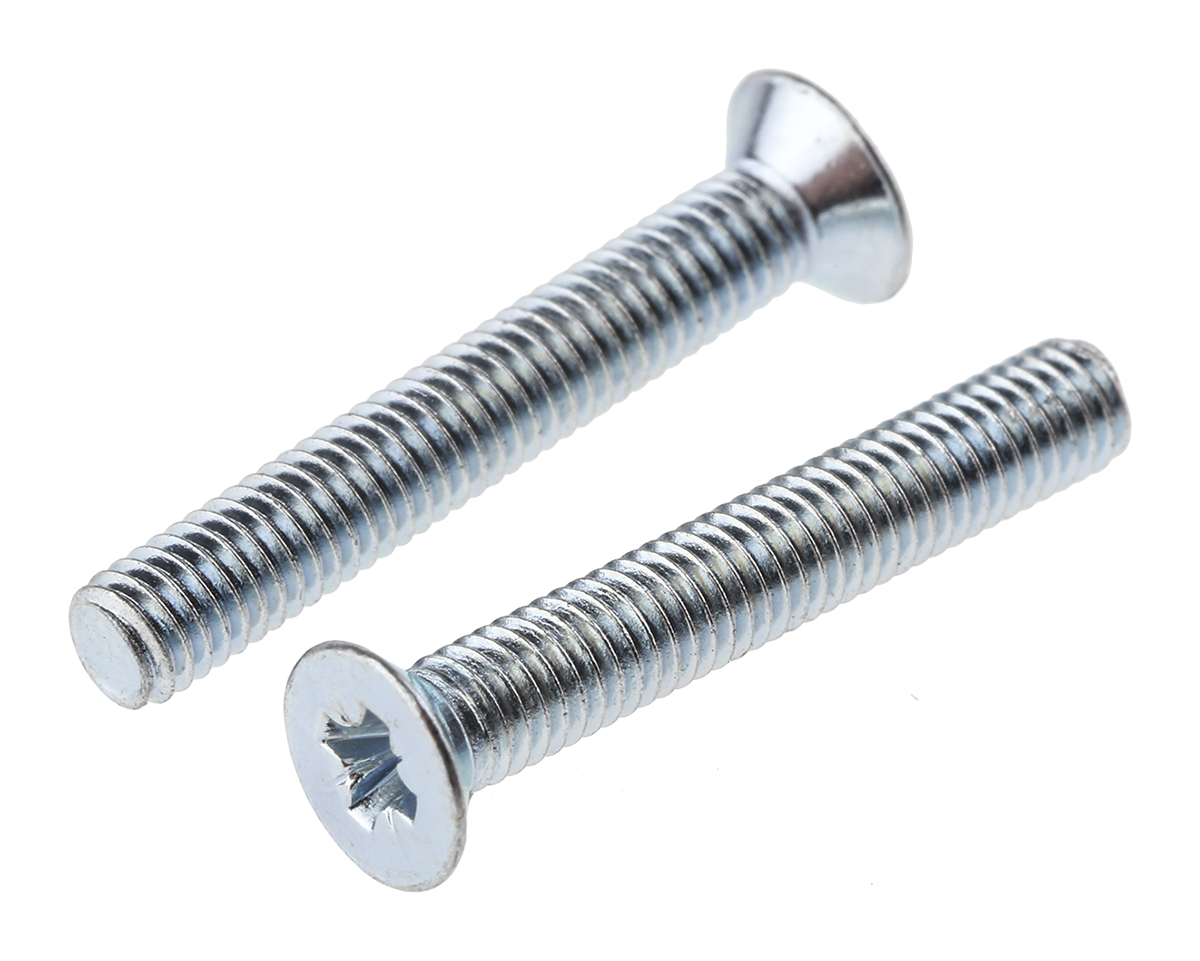 RS PRO Pozidriv M3 Countersunk Steel Machine Screws DIN 965Z x 20.0mm