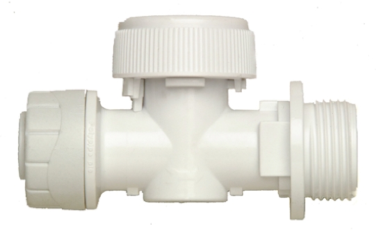 Polyplumb Plastic, Ball Valve, Compression, Threaded, BSPP 3/4in, 15mm