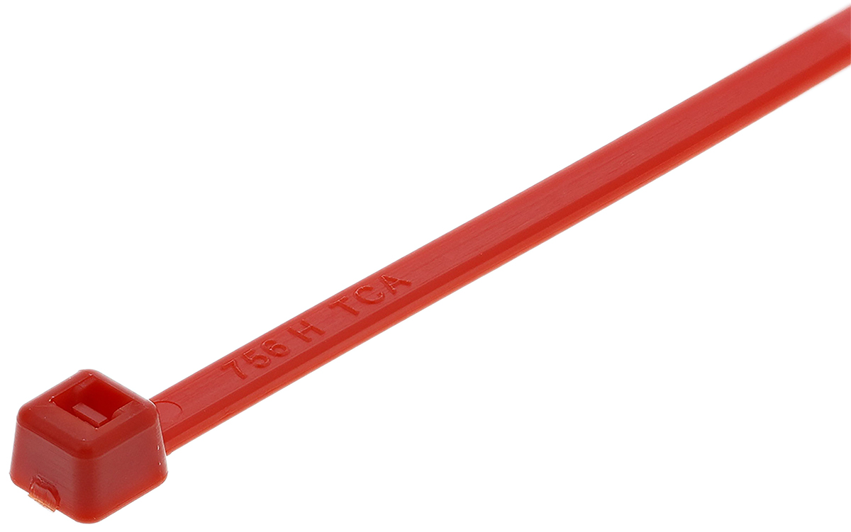 HellermannTyton Cable Tie, Inside Serrated, 100mm x 2.5 mm, Red Polyamide 6.6 (PA66), Pk-100