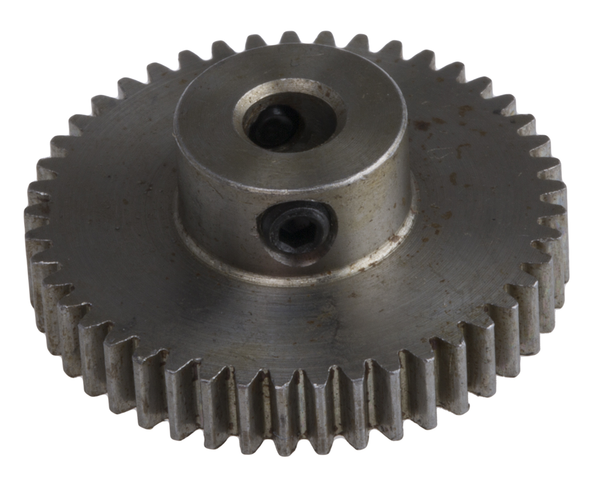 RS PRO Steel 45 Teeth Spur Gear, 0.5 Module, 4mm Bore Diam, 22.5mm Pitch Diam, 10mm Hub Diam