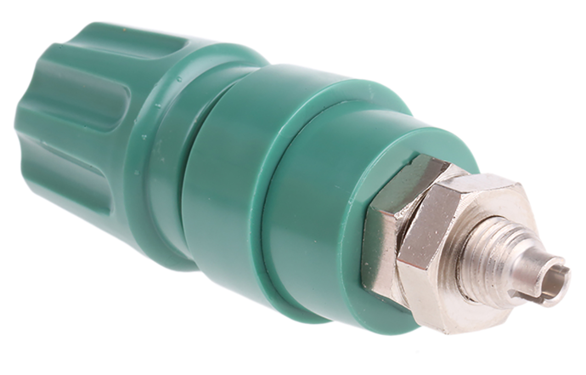 Hirschmann Test & Measurement 63A, Green Binding Post With Brass Contacts and Nickel Plated