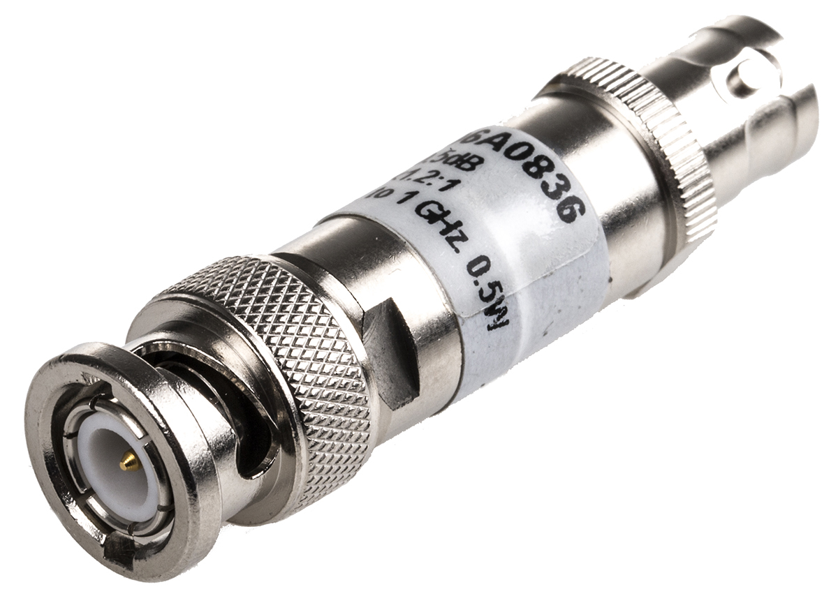 Telegartner 50Ω RF Attenuator Straight BNC Connector BNC Plug to BNC Socket 10dB, Operating Frequency 0 → 1GHz