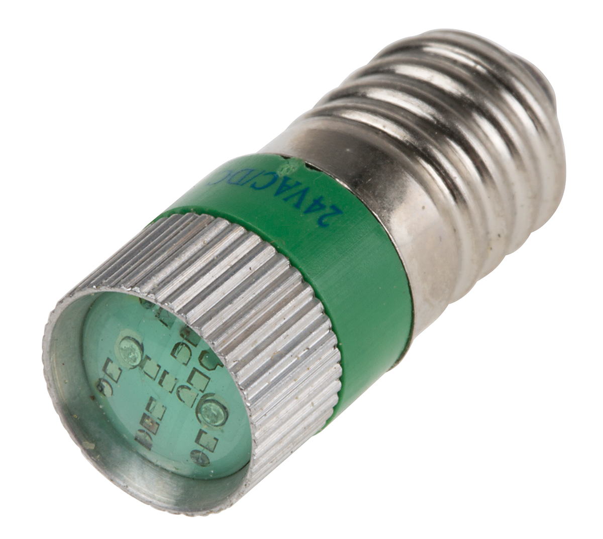 RS PRO Green LED Indicator Lamp, 24V dc, E10 Base, 10mm Diameter, 170/160mcd