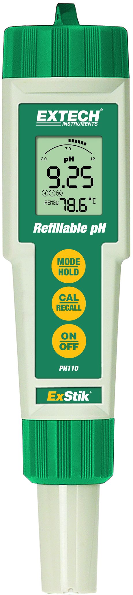 Extech PH110 pH Meter, ±0.01pH Accuracy, 0.01pH Resolution, 14pH Max, 90 °C Max