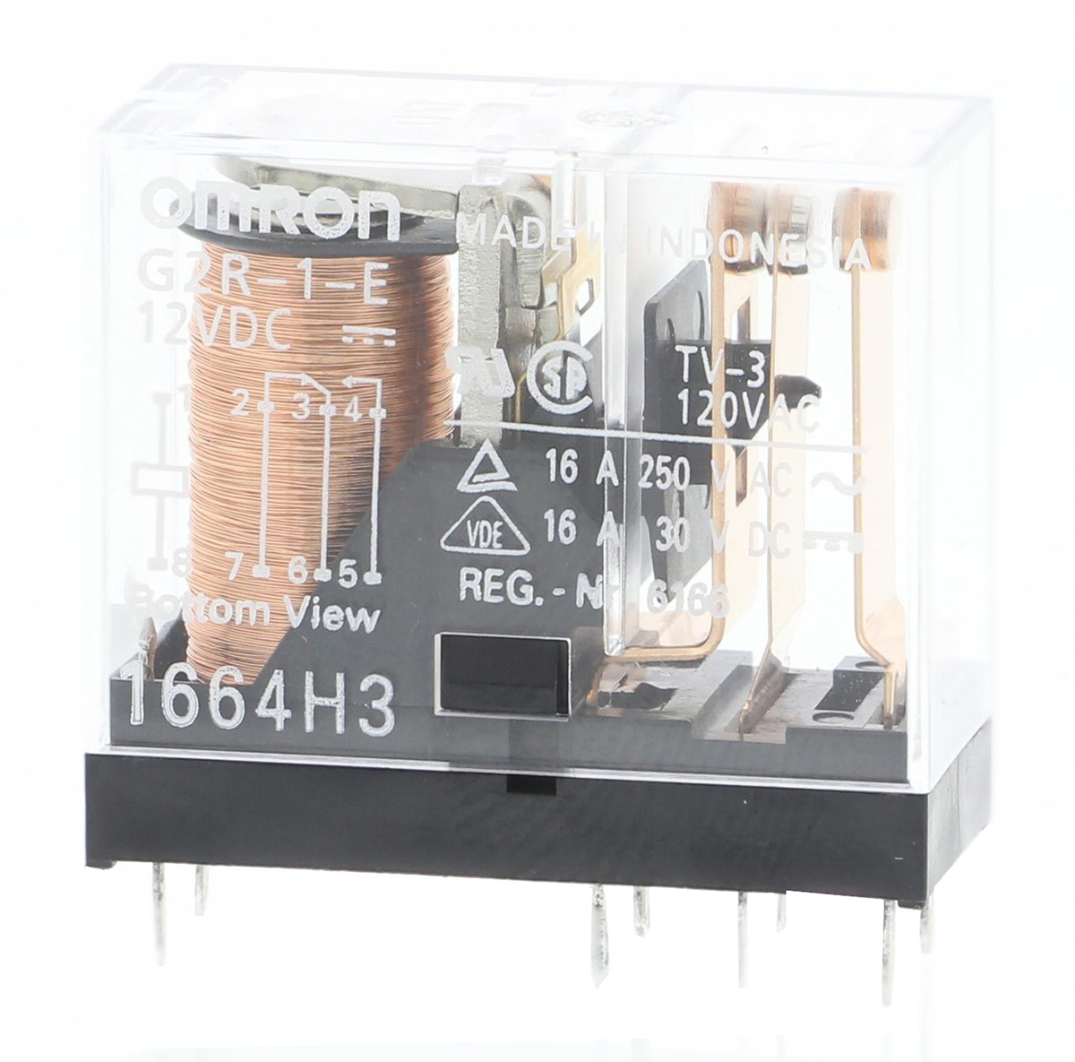 Omron PCB Mount Power Relay, 12V dc Coil, 16A Switching Current, SPDT