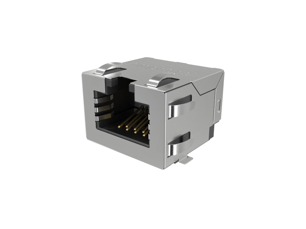 Amphenol Communications Solutions RJE3C18814 Series Female Ethernet Connector, Surface Mount, Cat6a, EMI Shield 1 Port