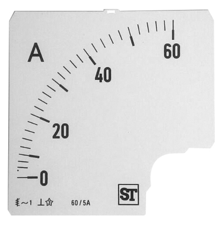 Sifam Tinsley 60A Meter Scale For Use With 96 x 96 Analogue Panel Ammeter