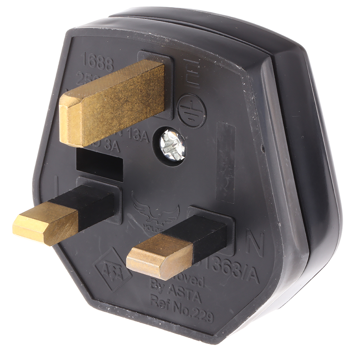 RS PRO UK Mains Plug, 13A Black, Cable Mount Thermoplastic, 250 V