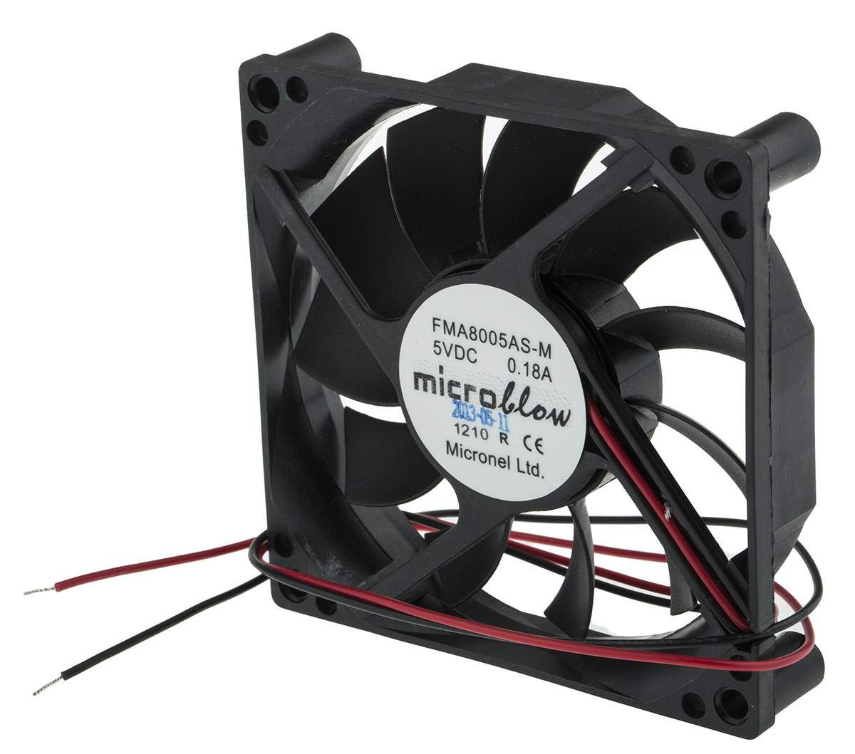 Micronel FMA Series Axial Fan, 5 V dc, DC Operation, 36m³/h, 1.25W, 180mA Max, 80 x 80 x 16mm