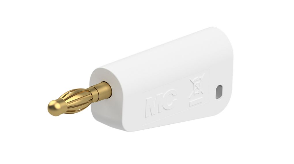 Staubli White Plug Banana Plug, 4 mm Connector, Solder Termination, 32A, 30 → 60V, Gold Plating