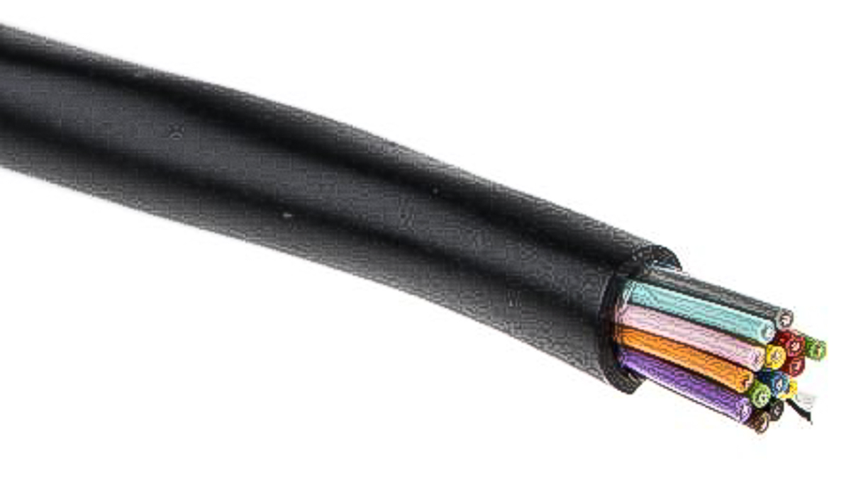 Alpha Wire Xtra-Guard 2 Performance Cable Control Cable, 15 Cores, 0.35 mm² 22 AWG, Screened, 30 m, Black Polyvinyl