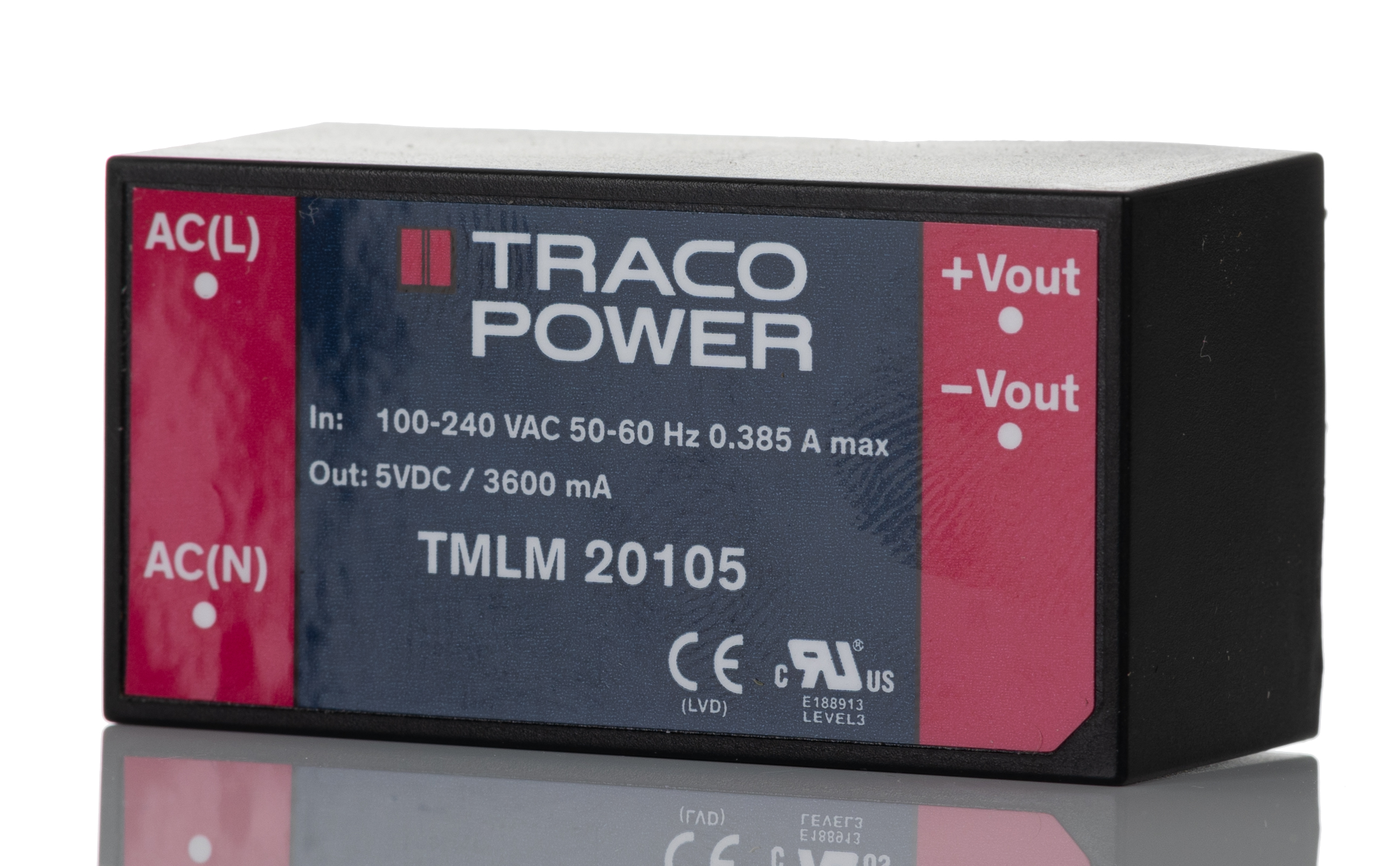 TRACOPOWER Switching Power Supply, TMLM 20105, 5V dc, 3.6A, 18W, 1 Output, 90 → 264V ac Input Voltage