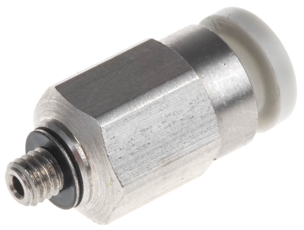 SMC KQ2 Series Straight Threaded Adaptor, M3 Male to Push In 4 mm, Threaded-to-Tube Connection Style