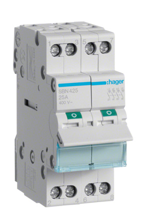Hager 4P Pole Isolator Switch - 25A Maximum Current, IP20