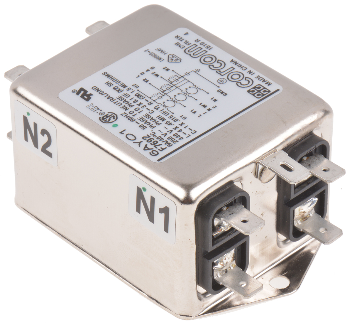 TE Connectivity, Corcom AYO 6A 250 V ac 50Hz, Flange Mount RFI Filter, Spade 3 Phase