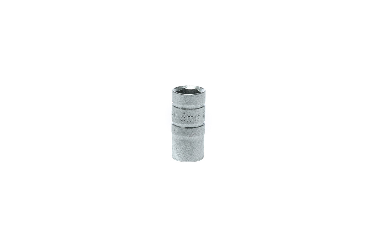Teng Tools 1/4 in Drive 8mm Standard Socket, 6 point, 25 mm Overall Length