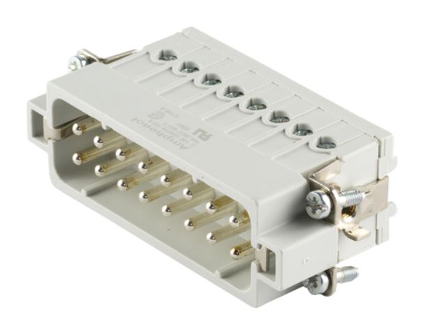 Amphenol Industrial Heavy Duty Power Connector Insert, 16A, Male, C146 Series, 16 Contacts