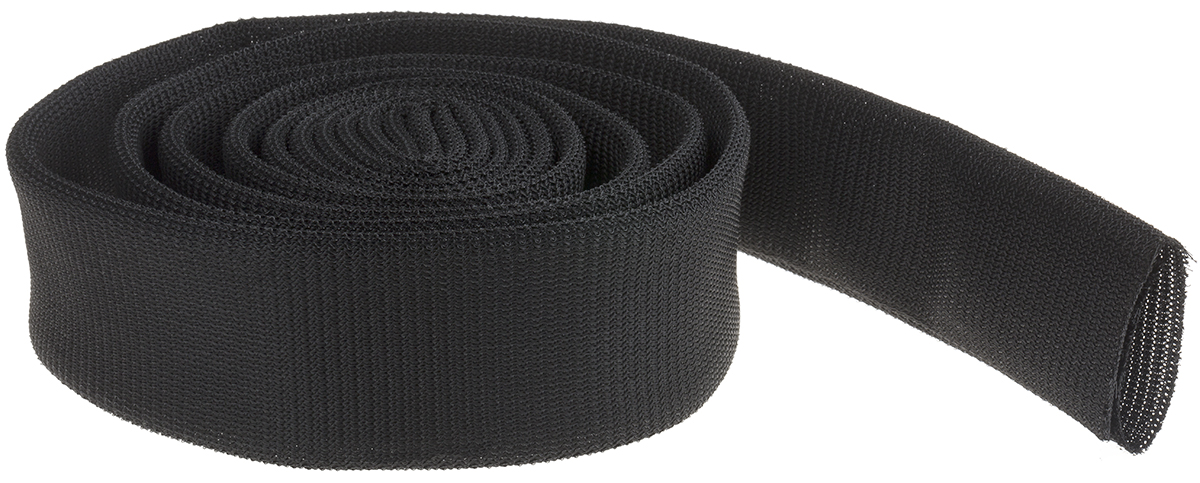 RS PRO Braided PET Black Cable Sleeve, 44mm Diameter, 3m Length