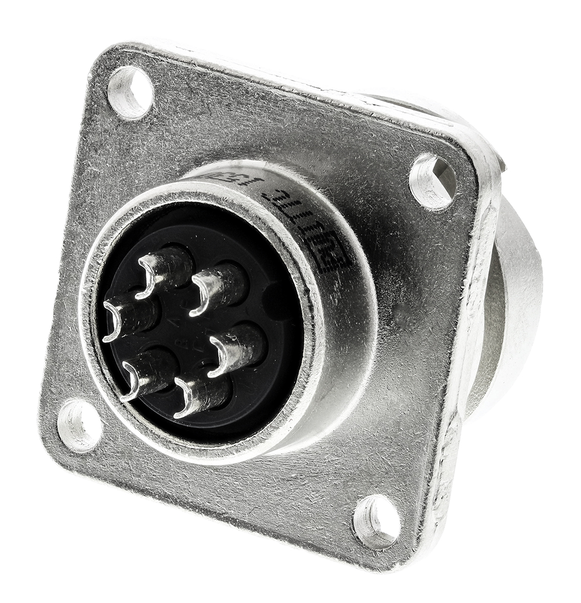 ITT Cannon, CA-COM, Copper Alloy 6 Way Box Mount MIL Spec Circular Connector Receptacle, Pin Contacts,Shell Size 14S,