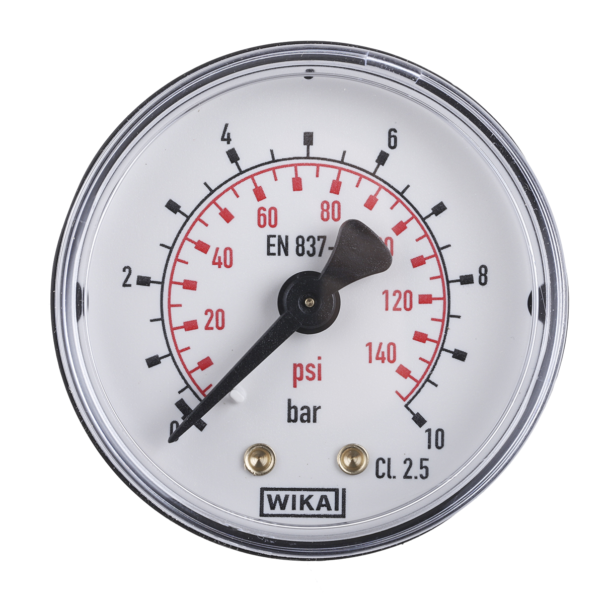 WIKA Analogue Pressure Gauge 10bar Back Entry 50mm Outside Diameter, UKAS