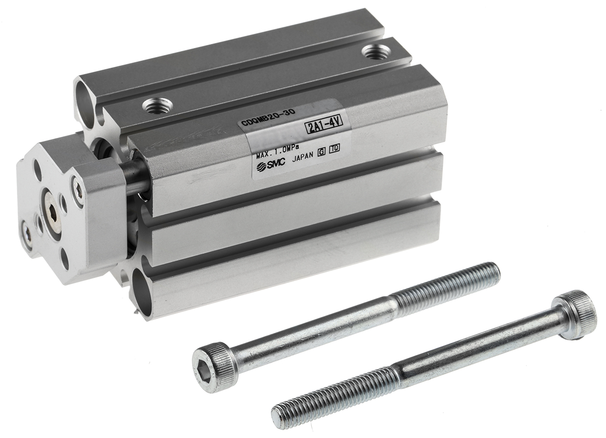 SMC Pneumatic Guided Cylinder - 20mm Bore, 30mm Stroke, CQM Series, Double Acting