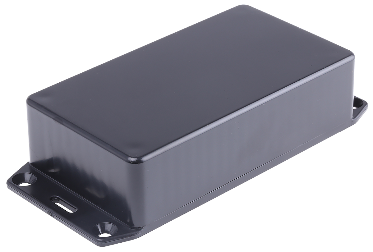 Hammond 1591 Series Black ABS Enclosure, IP54, Flanged, Black Lid, 112 x 62 x 27mm