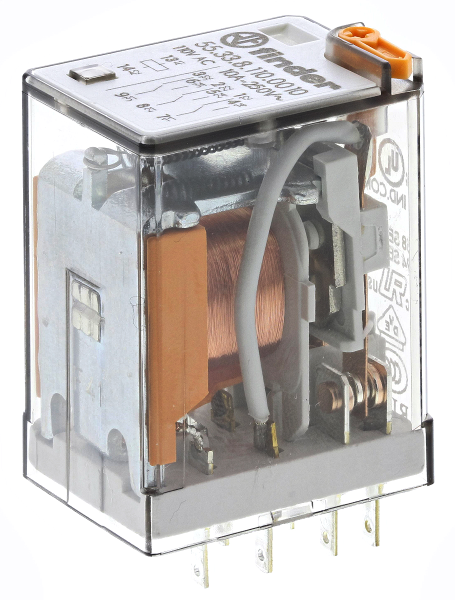 Finder Plug In Power Relay, 110V ac Coil, 10A Switching Current, 3PDT