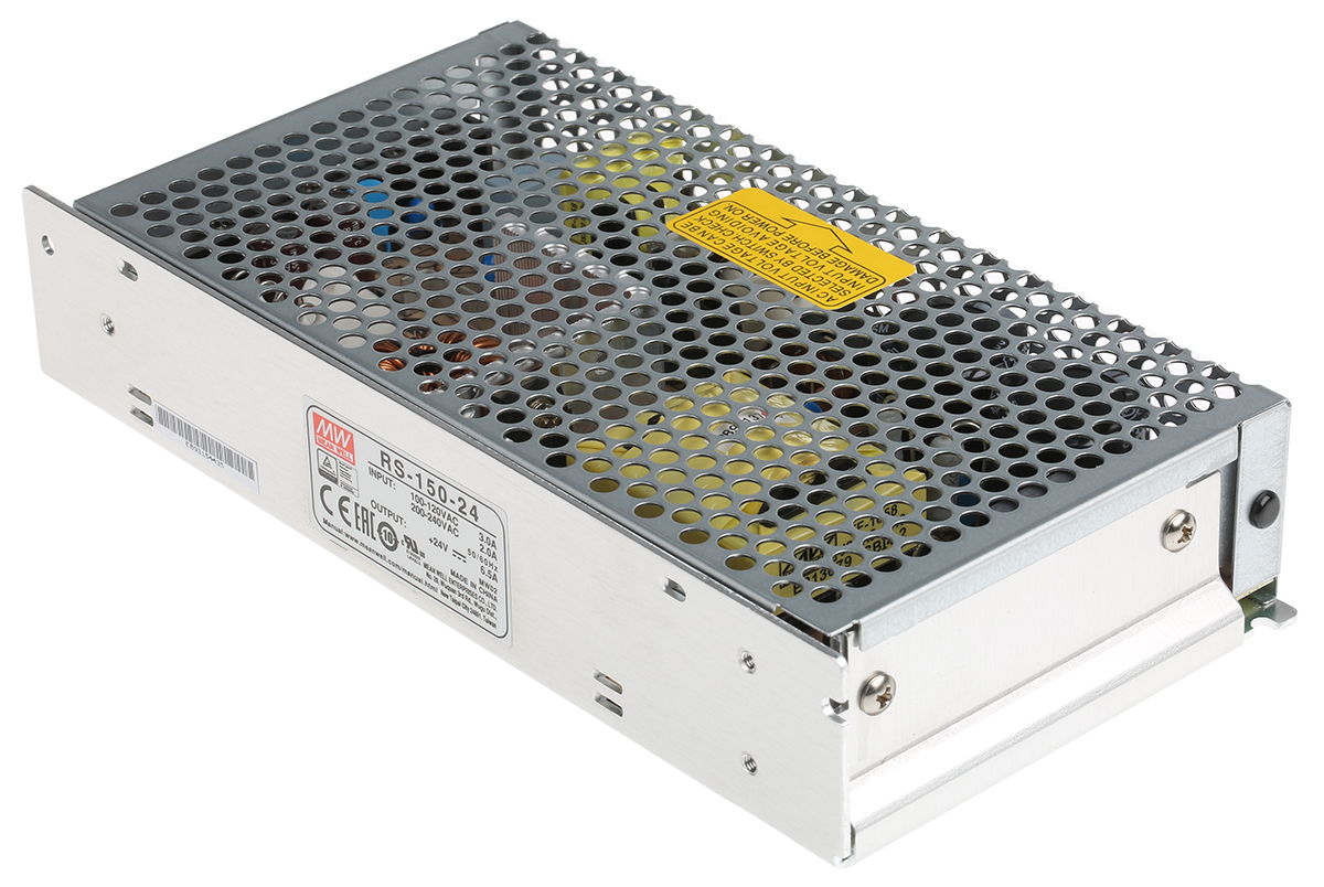 MEAN WELL Switching Power Supply, RS-150-24, 24V dc, 6.5A, 156W, 1 Output, 176 → 264 V ac, 248 → 373 V