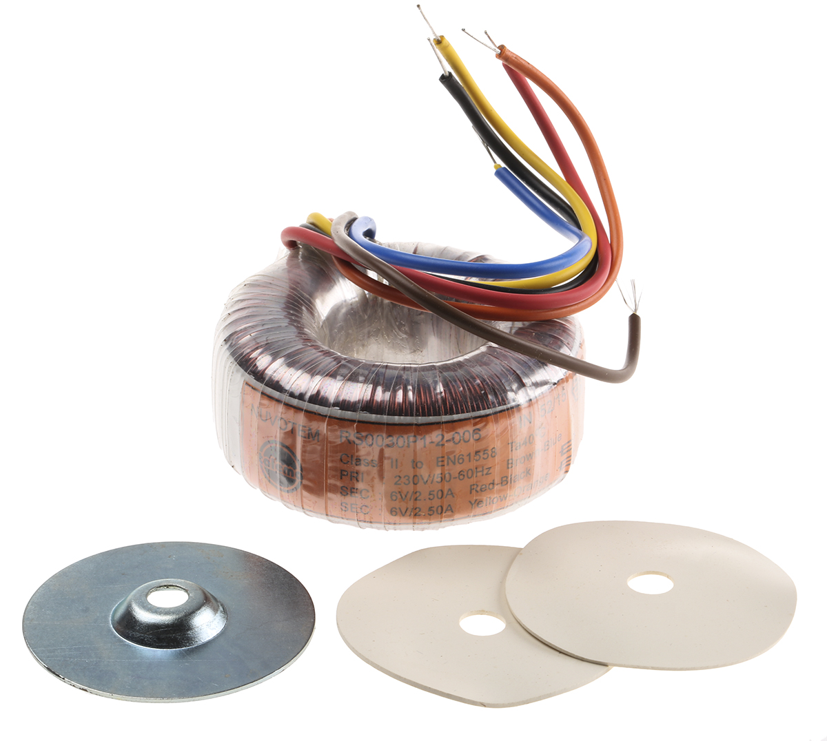 Nuvotem Talema 230V ac, 2 x 6V ac Toroidal Transformer, 30VA 2 Output