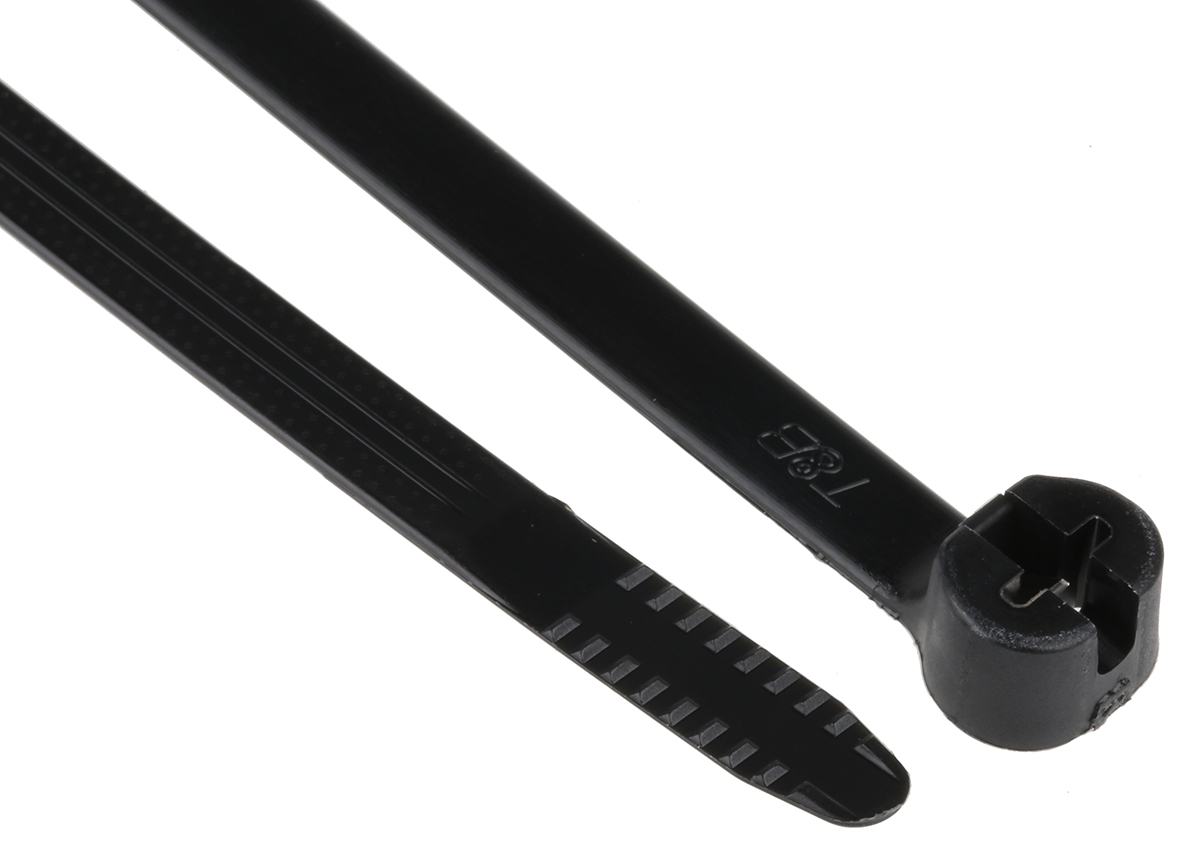 Thomas & Betts Cable Ties, 340.36mm x 6.9 mm, Black Nylon, Pk-500