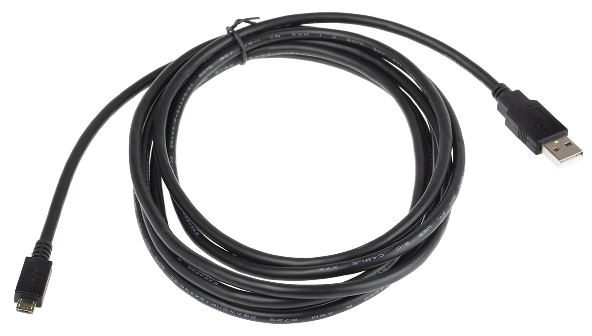 Roline USB 2.0, Male USB A to Male Micro USB B, 3m