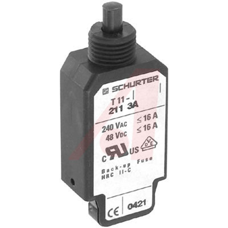 Schurter Thermal Circuit Breaker - T11-211  Single Pole 48 V dc, 240V ac Voltage Rating Panel Mount, 3A Current Rating