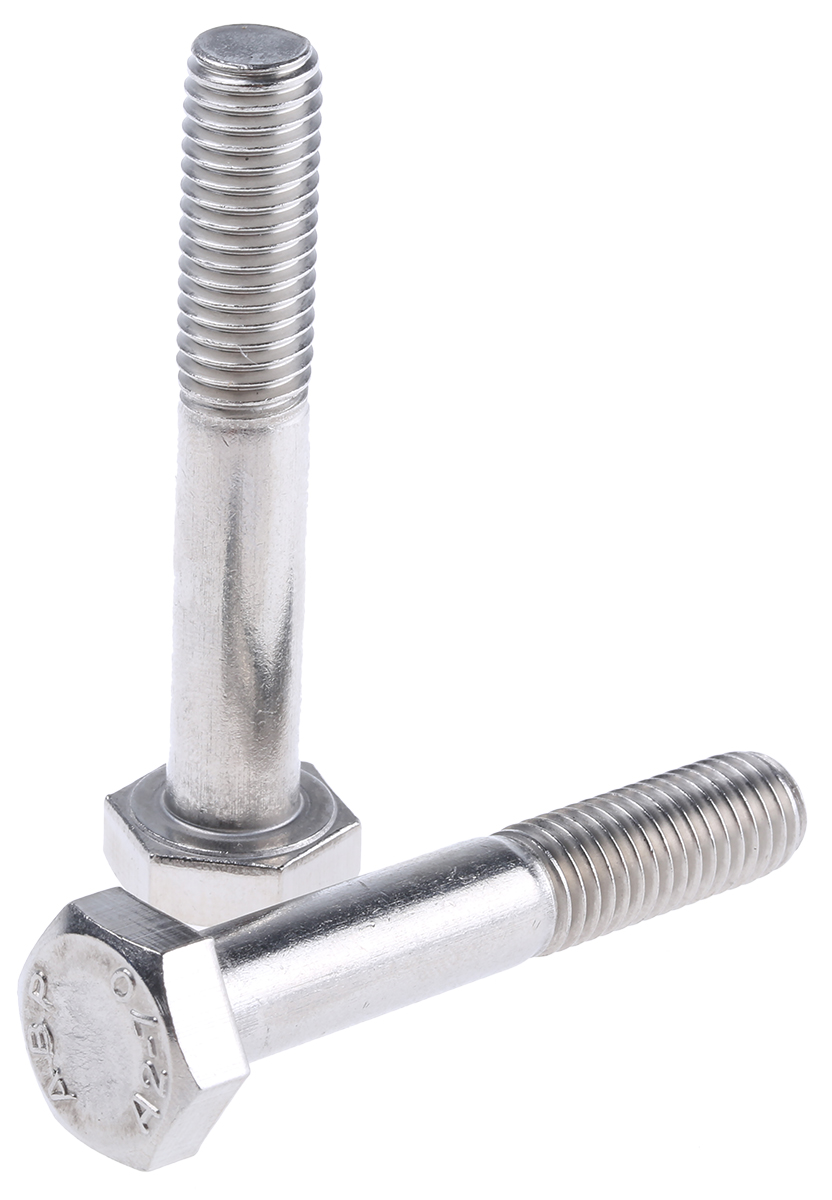 RS PRO Stainless Steel, Hex Bolt, M10 x 60mm