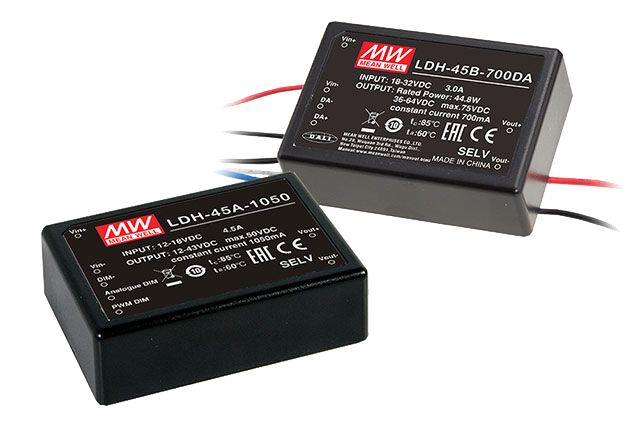 MEAN WELL LED Driver, 64V Output, 45W Output, 700mA Output, Constant Current Dimmable