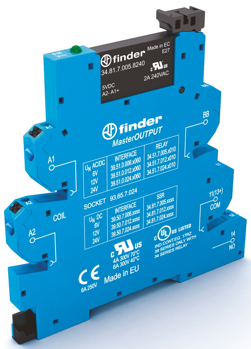 Finder Series 39 Series Solid State Interface Relay, 26.4 V Control, 6 A Load, DIN Rail Mount