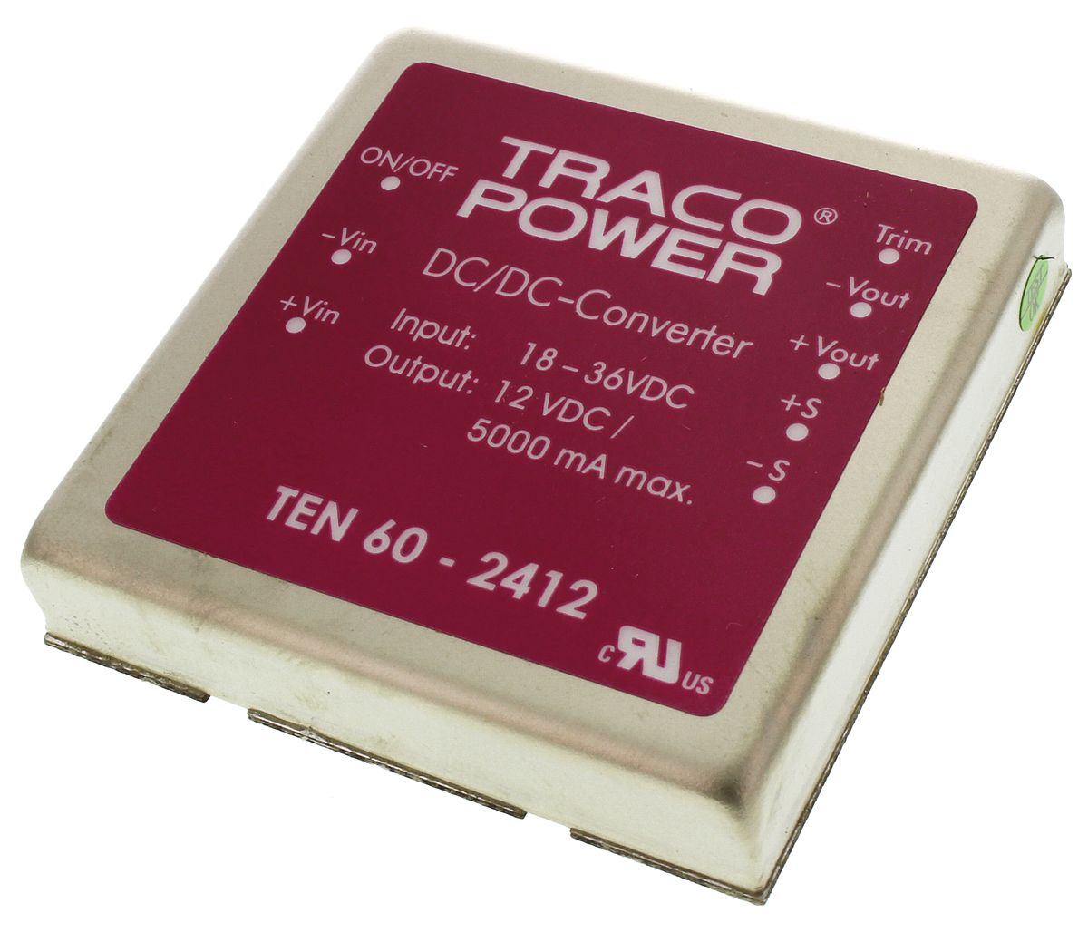 TRACOPOWER TEN 60 DC-DC Converter, 12V dc/ 5A Output, 18 → 36 V dc Input, 60W, Through Hole, +85°C Max Temp