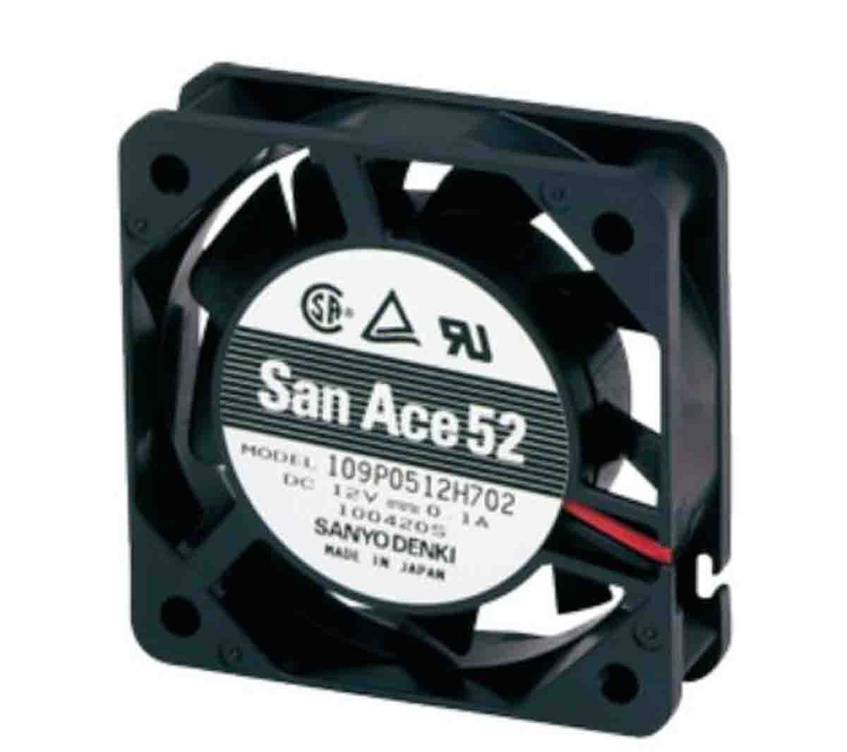 Sanyo Denki 109P Series Axial Fan, 24 V dc, DC Operation, 13.24cfm, 2.64W, 110mA Max, 52 x 52 x 15mm