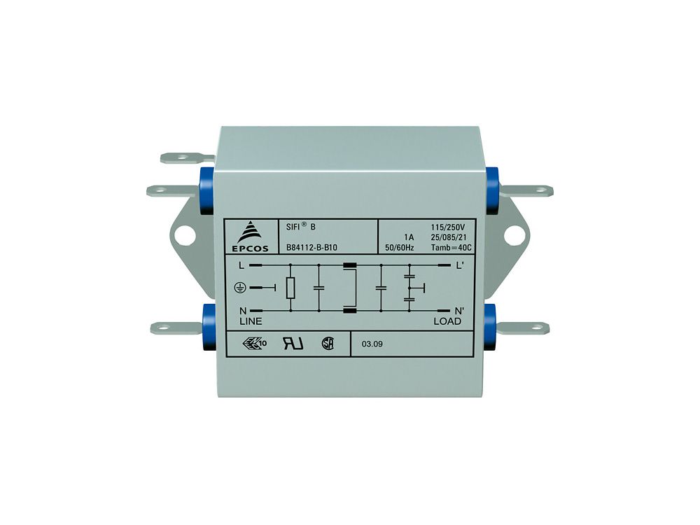 EPCOS, B84112B 20A 250 V ac, Through Hole EMC Filter, Tab 3 Phase