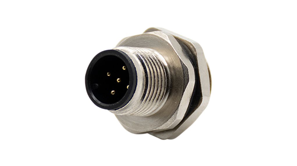 RND Connector, 5 Contacts, Panel, M12 Connector, Plug, Male, IP67, RND 205 Series