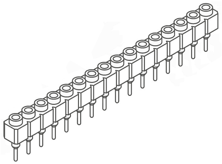 Samtec SS Series Straight Through Hole Mount PCB Socket, 16-Contact, 1-Row, 2.54mm Pitch, Solder Termination