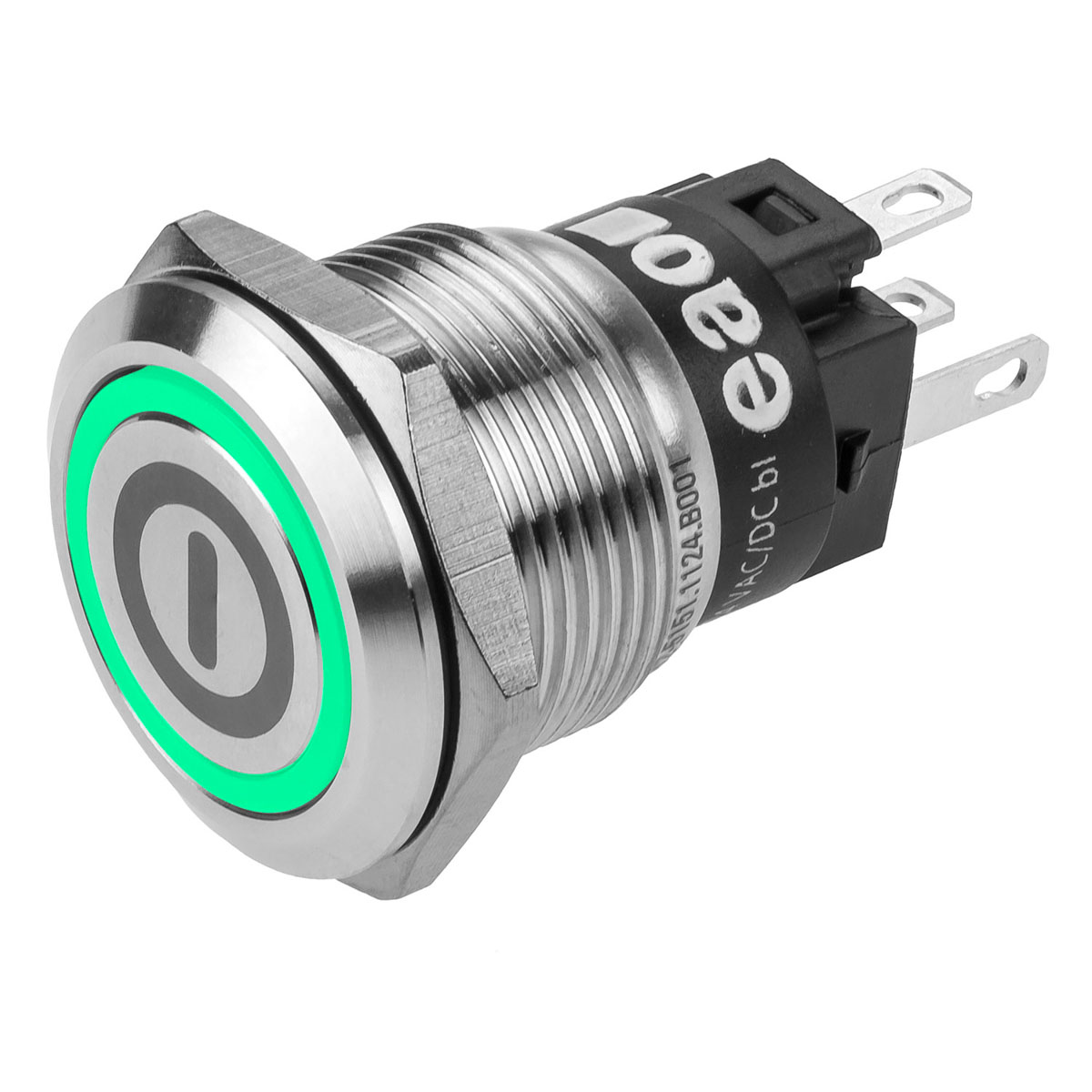 EAO 82 Series Illuminated Push Button Switch, Momentary, Panel Mount, 19mm Cutout, SPDT, Green LED, 240V, IP65, IP67