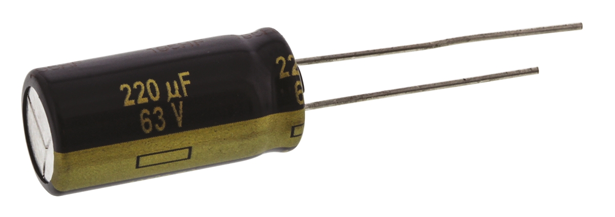 Panasonic 220μF Aluminium Electrolytic Capacitor 63V dc, Radial, Through Hole - EEUFC1J221X