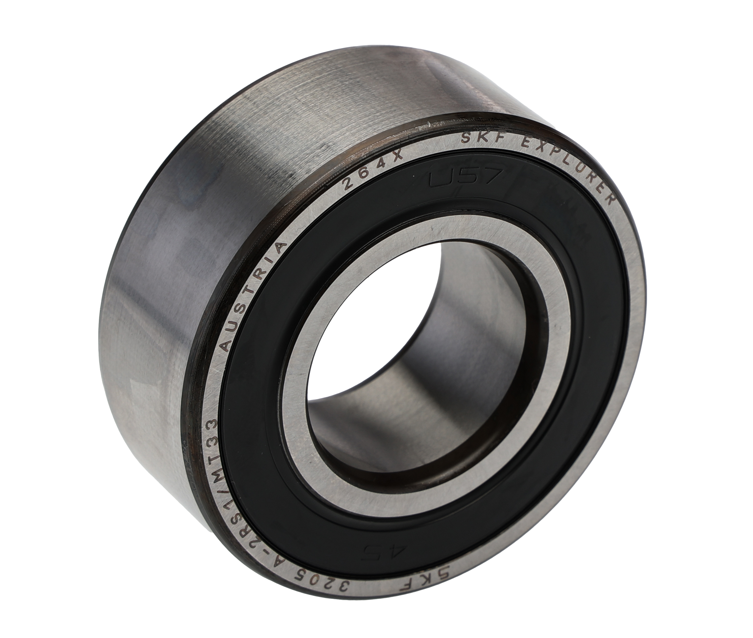 SKF 3205 A-2RS1/MT33 2 Row Angular Contact Ball Bearing - 25 mm ID, 52 mm OD 20.6 mm Race Width