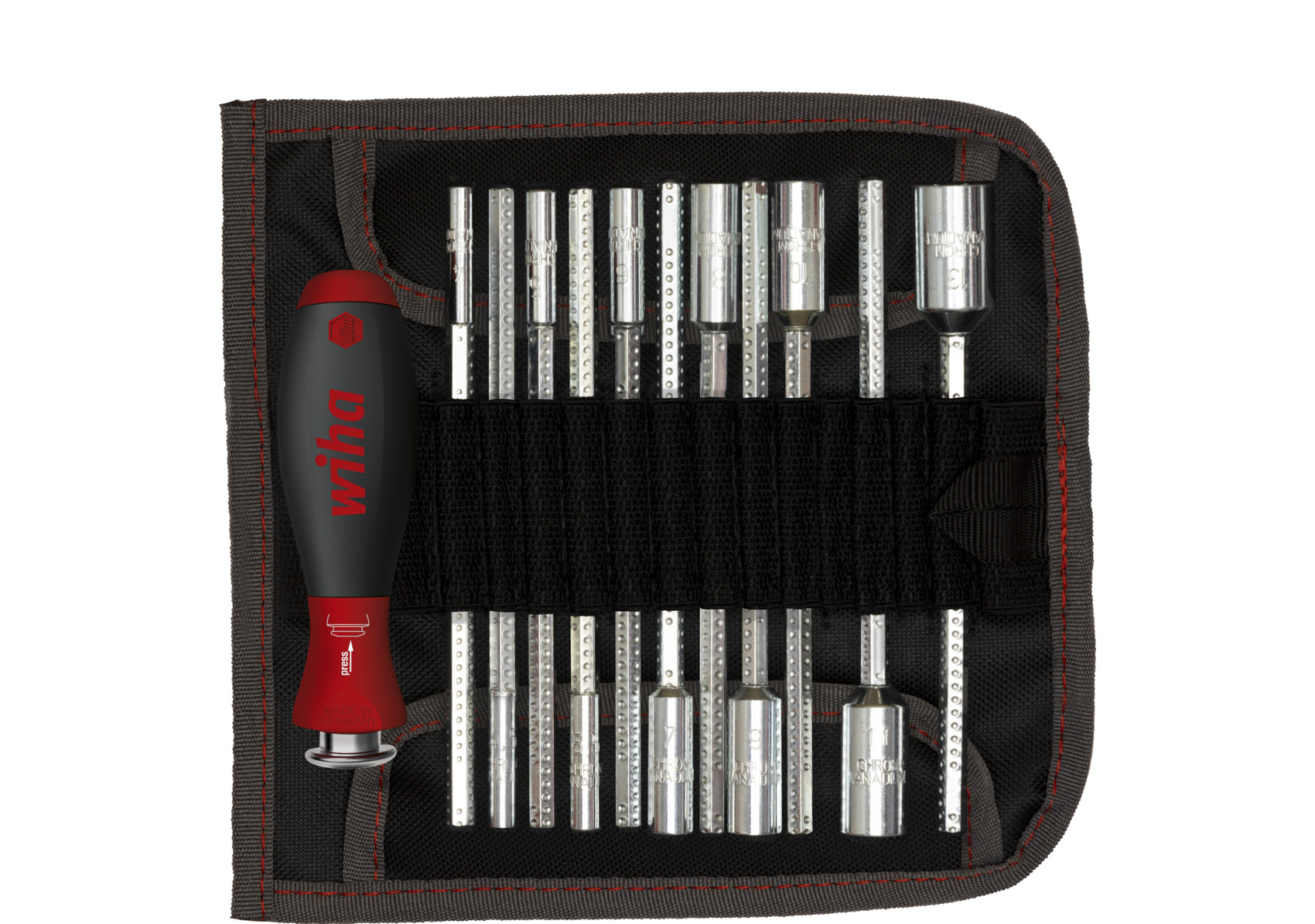 Wiha Hex Nut Driver Set, 4 → 13 mm Tip, 42 → 114 mm Blade, 150 mm Overall