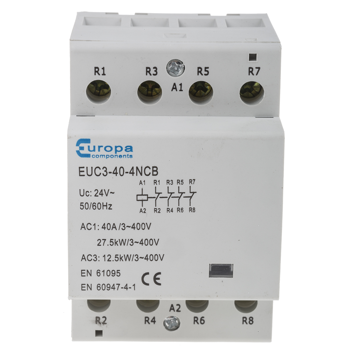 Europa Contactor, 24 V ac Coil, 4-Pole, 40 A, 12.5 kW, 4NC, 400 V ac