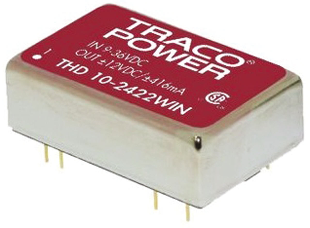 TRACOPOWER THD 10WIN DC-DC Converter, 15V dc/ 666mA Output, 9 → 36 V dc Input, 10W, Through Hole, +85°C Max Temp